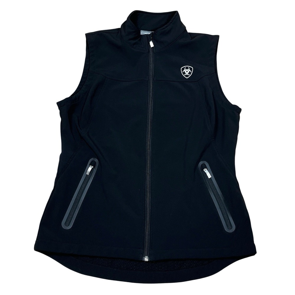 Ariat Team Softshell Vest Women's L Black Breathable Wind/Water Resistant